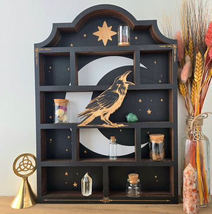 Wooden Raven Apothecary Shelf | Crystal Shelf | display | crystal storage | crystal shelves