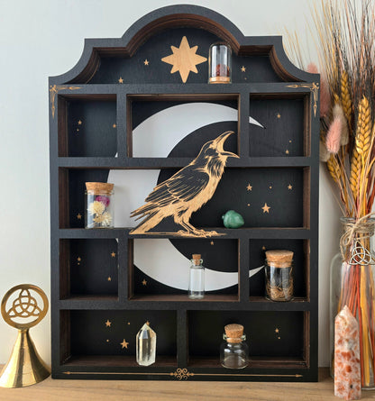 Wooden Raven Apothecary Shelf | Crystal Shelf | display | crystal storage | crystal shelves