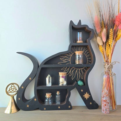 Wooden Cat shelf | Crystal Shelf | Oddities display | crystal storage | crystal shelves